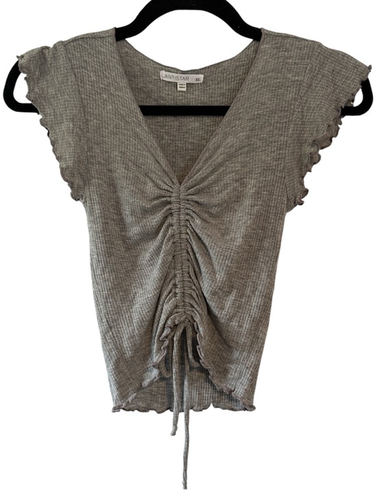 antistar Tops - 🖤 Antistar Ribbed Lightweight Ruched Front Lettuce Hem Top
